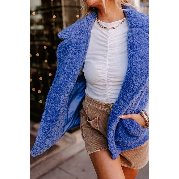 &merci Blue Sherpa Teddy Vest NWT Sz S Cozy Fall Winter Layer MSRP $60 - Picture 12 of 15